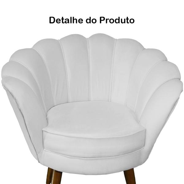 Imagem de Poltrona Decorativa Estofada Para Sala de Estar Pétala Suede Branco - LM DECOR