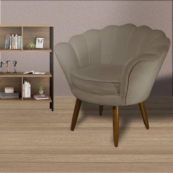 Imagem de Poltrona Decorativa Estofada Para Sala de Estar Pétala Suede Cappuccino - DL DECOR