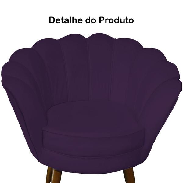 Imagem de Poltrona Decorativa Estofada Para Sala de Estar Pétala Suede Roxo - DL DECOR