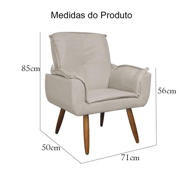 Imagem de Poltrona Decorativa Estofada Para Salão de Beleza Emília Plus Suede Bege - LM DECOR