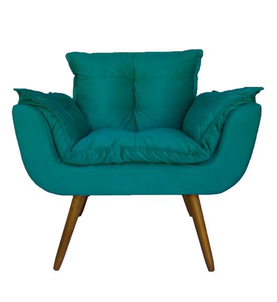 Imagem de Poltrona Decorativa Estofada Para Salão de Beleza Opala Suede Azul Turquesa - DL Decor