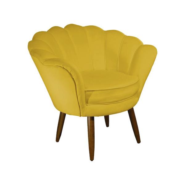 Imagem de Poltrona Decorativa Estofada Para Salão de Beleza Pétala Suede Amarelo - DL DECOR