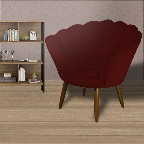 Imagem de Poltrona Decorativa Estofada Para Salão de Beleza Pétala Suede Vermelho Bordo - DL DECOR