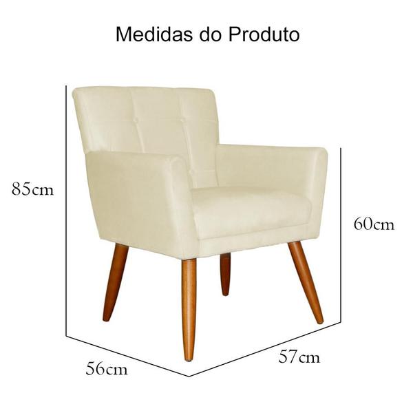 Imagem de Poltrona Decorativa Estofada Pés Palito Onix Suede Marfim - LM DECOR