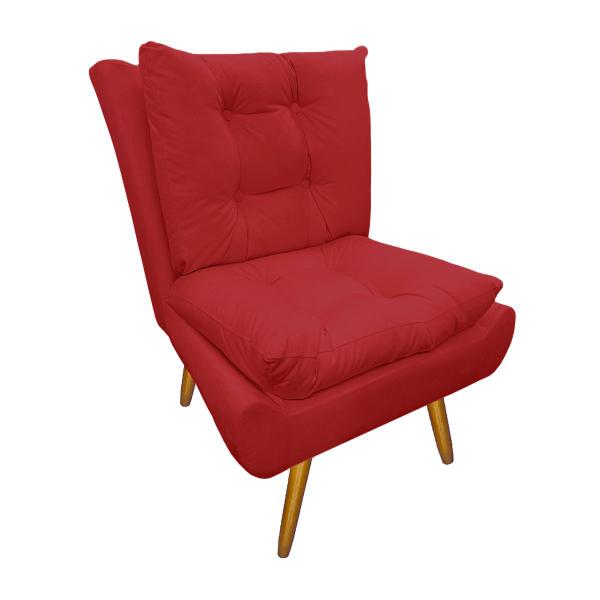 Imagem de Poltrona Decorativa Estofada Pés Palito Sala de Espera Karen Suede Vermelho - DL Decor