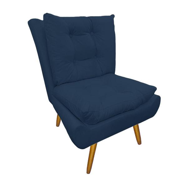 Imagem de Poltrona Decorativa Estofada Recepção Consultório Clínica Karen Suede Azul Marinho - LM DECOR