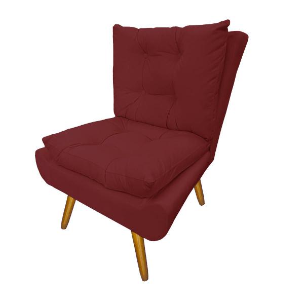 Imagem de Poltrona Decorativa Estofada Recepção Consultório Clínica Karen Suede Vermelho Bordo - LM DECOR