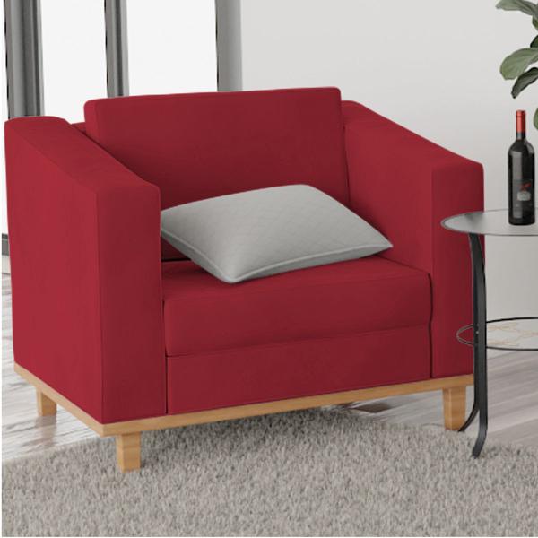 Imagem de Poltrona Decorativa Europa Suede Vermelho Amarena Móveis