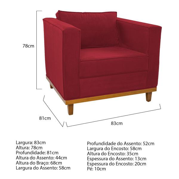 Imagem de Poltrona Decorativa Europa Suede Vermelho Doce Sonho Móveis