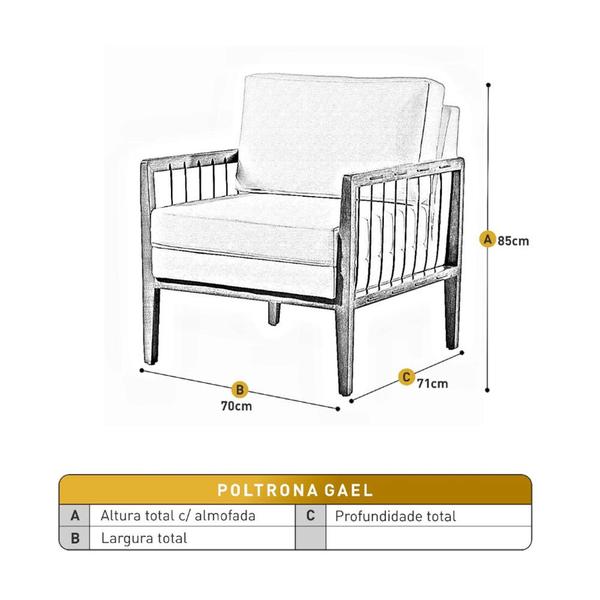 Imagem de Poltrona Decorativa Gael Base Madeira Maciça Castellar Móbile