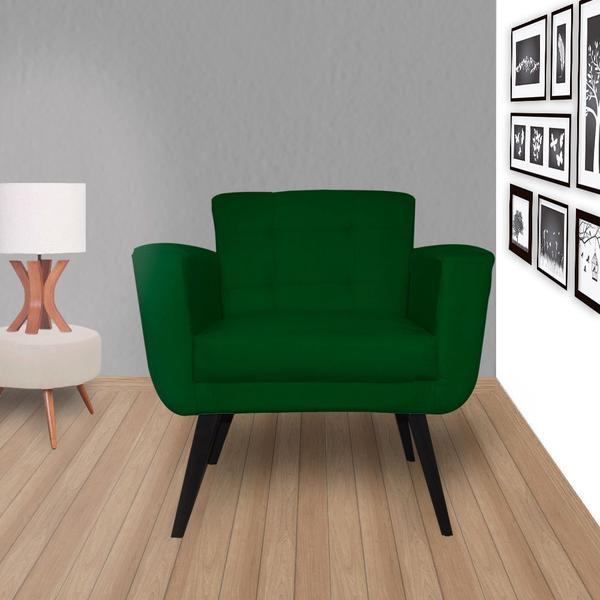 Imagem de Poltrona Decorativa Geovana Suede Verde Pés Madeira Ms Decor