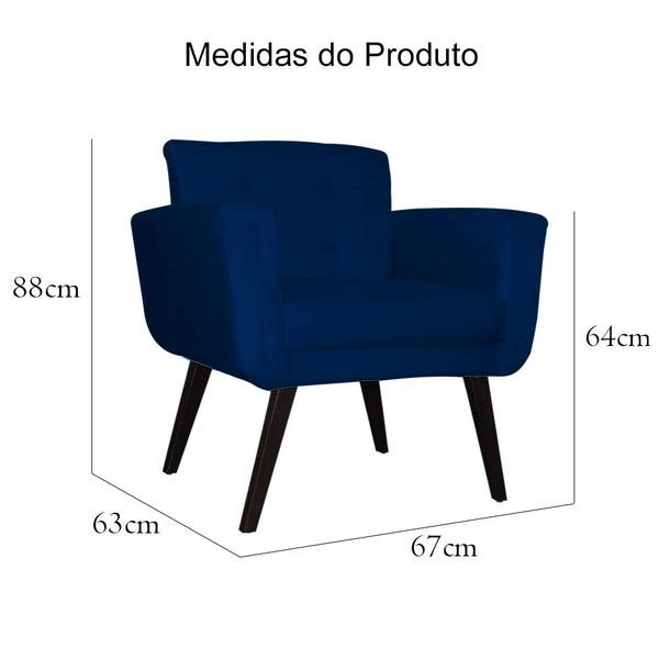 Imagem de Poltrona Decorativa Geovana Veludo Azul Marinho - Montanaris Decor