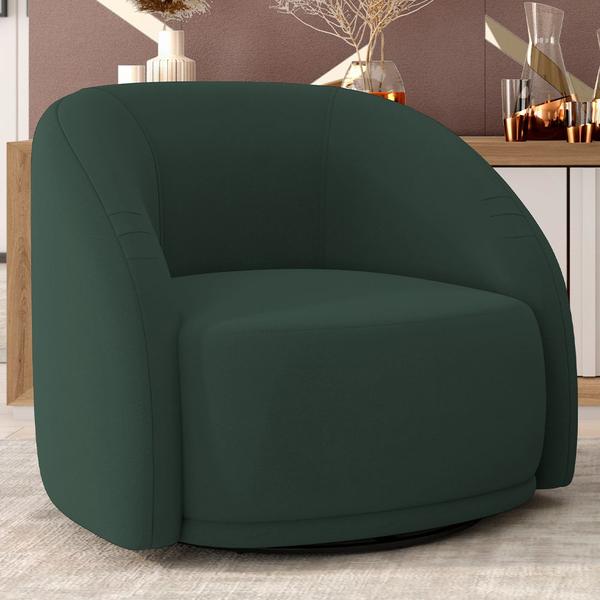 Imagem de Poltrona Decorativa Giratória Angelina M03 Veludo Verde Musgo - Lyam Decor