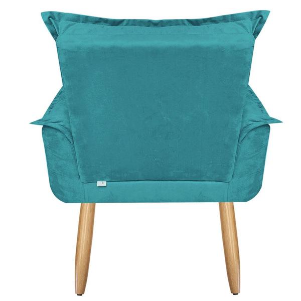 Imagem de Poltrona Decorativa Gran Opala Suede Azul Tiffany para Sala de Estar Luxo Escritório Quarto