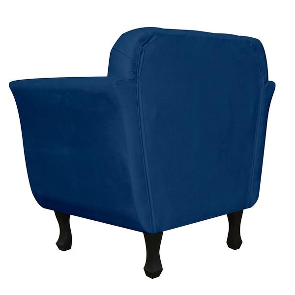 Imagem de Poltrona Decorativa Helena Pés Luís XV Suede Azul Marinho - DS Estofados