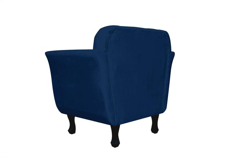 Imagem de Poltrona Decorativa Helena Pés Luis XV Suede Azul Marinho  - DS Estofados