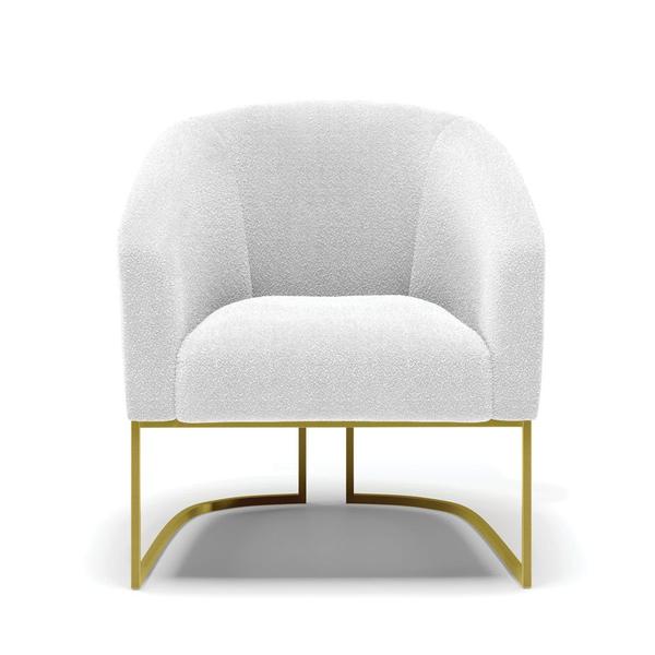 Imagem de Poltrona Decorativa Industrial Dourado Stella Bouclê Off White D03 - D'Rossi