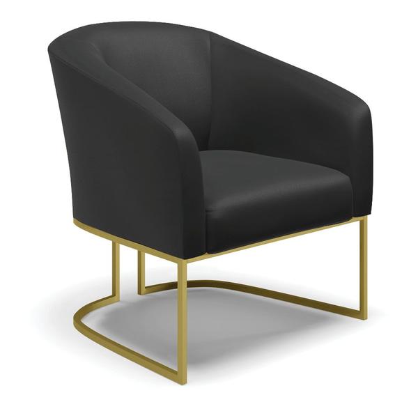 Imagem de Poltrona Decorativa Industrial Dourado Stella Sintético Preto D03 - D'Rossi