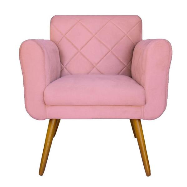 Imagem de Poltrona Decorativa Isa em Tressê Suede Rosa - DS Estofados