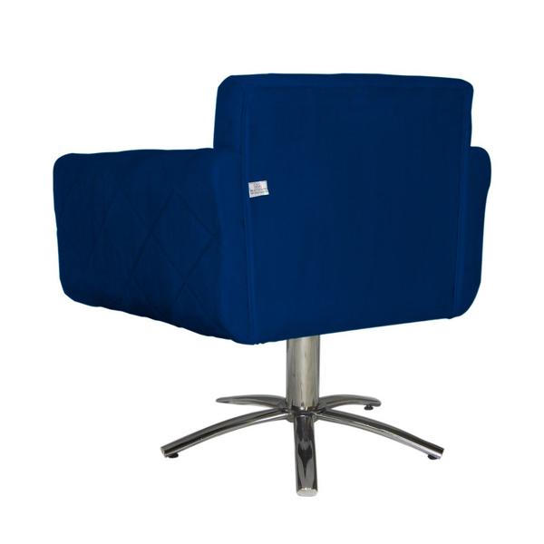 Imagem de Poltrona Decorativa Isabela em Tressê Pés Metal Giratório Suede Azul Marinho - DS Estofados