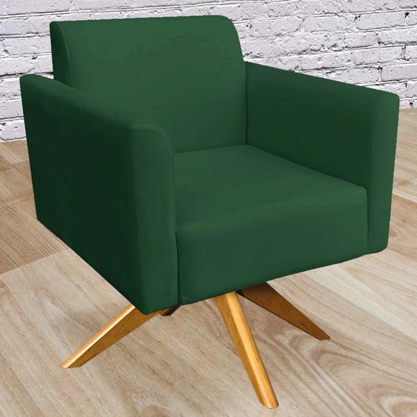 Imagem de Poltrona Decorativa Isabella Base Giratória Madeira Suede Verde G19 - Gran Belo