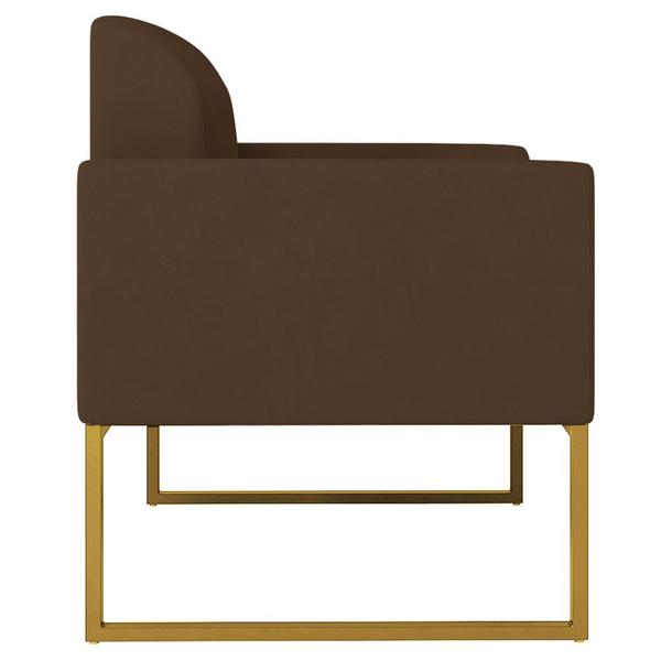 Imagem de Poltrona Decorativa Isabella Base Industrial Suede Marrom/Dourado G19 - Gran Belo