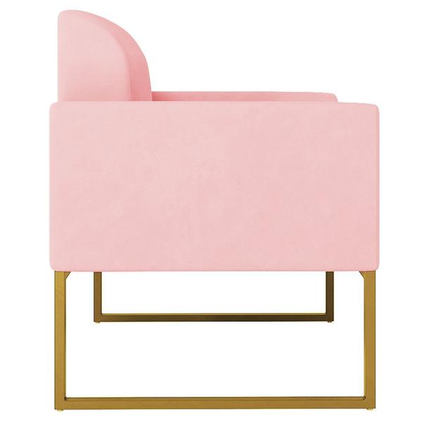 Imagem de Poltrona Decorativa Isabella Base Industrial Suede Rosa Bebê/Dourado G19 - Gran Belo