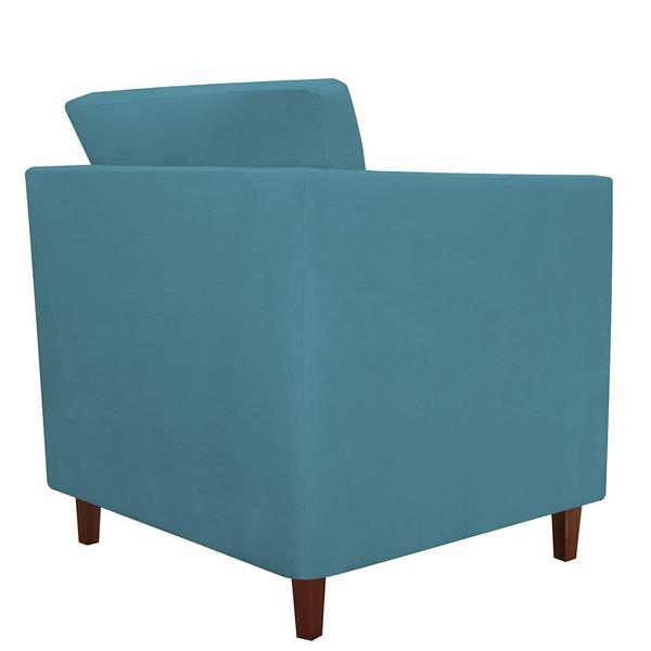 Imagem de Poltrona Decorativa Isis Pés de Madeira Suede Azul Turquesa - DS Estofados