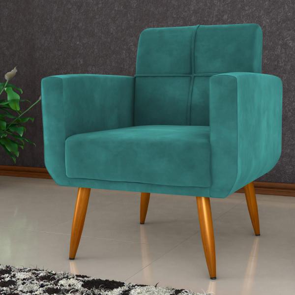 Imagem de Poltrona Decorativa Itaqui Veludo Verde Menta