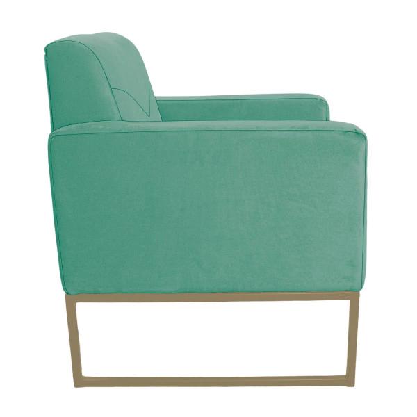 Imagem de Poltrona Decorativa Jade Base De Ferro Dourado Suede Azul Tiffany - INCASA DECOR