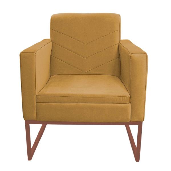 Imagem de Poltrona Decorativa Jade Base De Ferro Dourado Suede Mostarda - INCASA DECOR