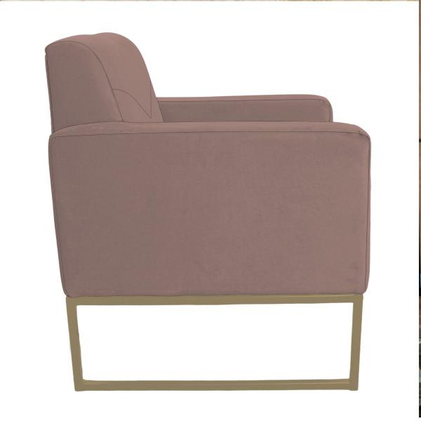 Imagem de Poltrona Decorativa Jade Base De Ferro Dourado Suede Rose - INCASA DECOR