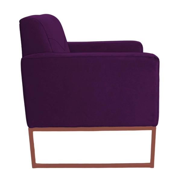 Imagem de Poltrona Decorativa Jade Base De Ferro Dourado Suede Roxo - INCASA DECOR