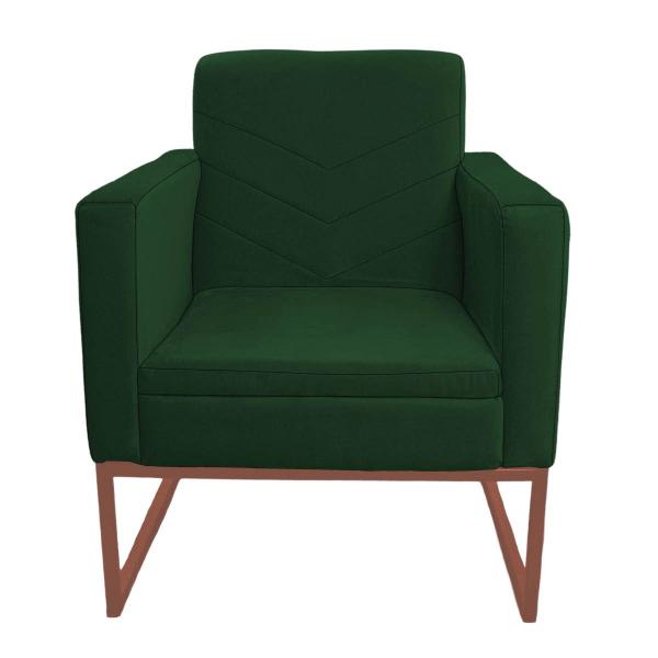 Imagem de Poltrona Decorativa Jade Base De Ferro Dourado Suede Verde - INCASA DECOR