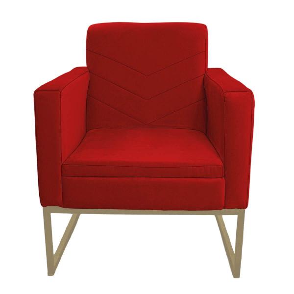 Imagem de Poltrona Decorativa Jade Base De Ferro Dourado Suede Vermelho - INCASA DECOR