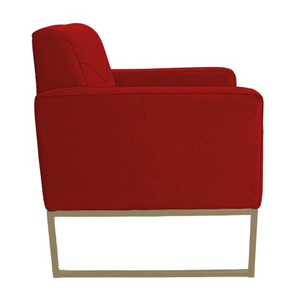 Imagem de Poltrona Decorativa Jade Base De Ferro Dourado Suede Vermelho - INCASA DECOR