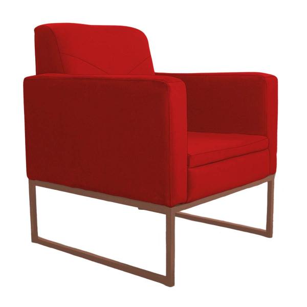 Imagem de Poltrona Decorativa Jade Base De Ferro Dourado Suede Vermelho - INCASA DECOR