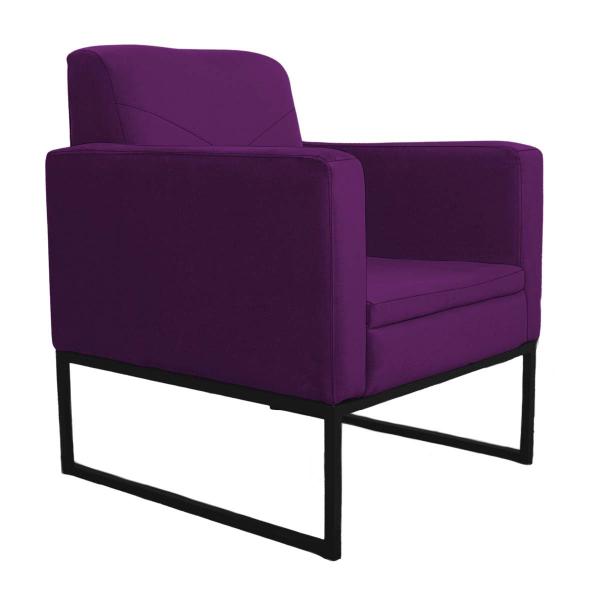 Imagem de Poltrona Decorativa Jade Base De Ferro Preto Suede Roxo - INCASA DECOR