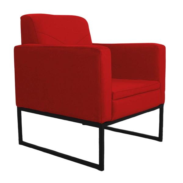 Imagem de Poltrona Decorativa Jade Base De Ferro Preto Suede Vermelho - INCASA DECOR