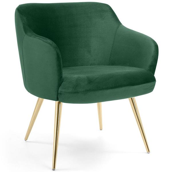 Imagem de Poltrona Decorativa Jade Pés Palito Gold Suede Verde Esmeralda - Nexta Casa