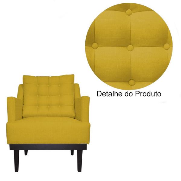 Imagem de Poltrona Decorativa Juliete Couro Amarelo Pés Madeira Ms Decor