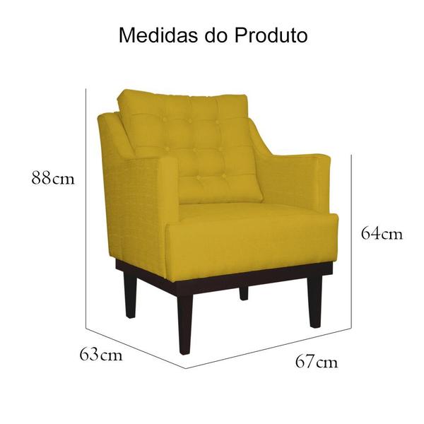 Imagem de Poltrona Decorativa Juliete Couro Amarelo Pés Madeira Mz Decor