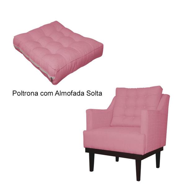 Imagem de Poltrona Decorativa Juliete Suede Rosa Pés Madeira Mz Decor