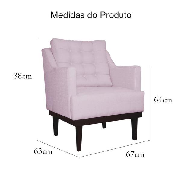 Imagem de Poltrona Decorativa Juliete Suede Rosê Pés Madeira Ms Decor