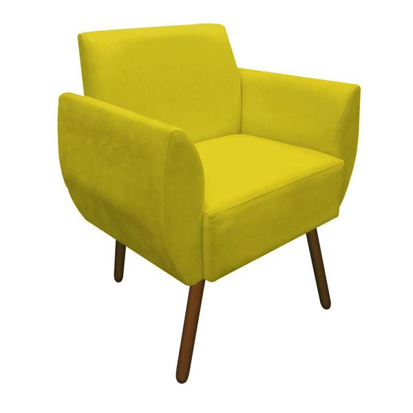 Imagem de Poltrona Decorativa Kelly Pés Palito Suede Amarelo - D'Classe Decor