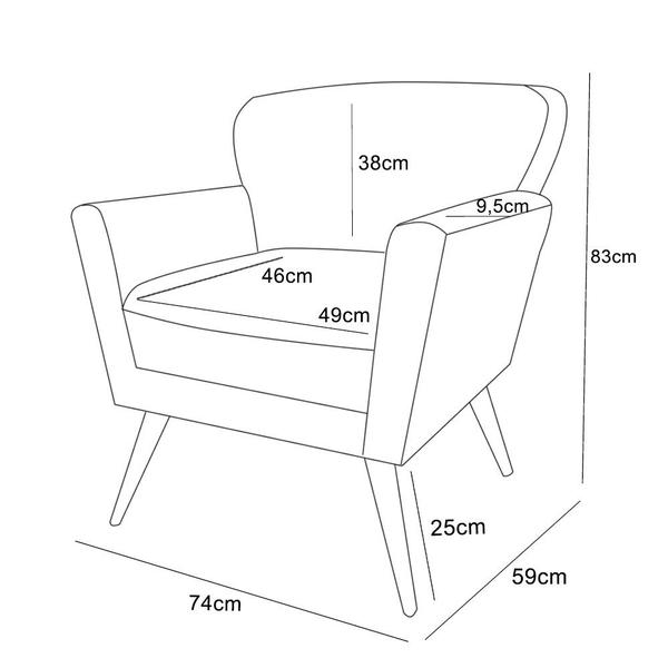 Imagem de Poltrona Decorativa Kit 2 Unidades Estofada Sala de Estar Escritório Quarto Leitura Paris