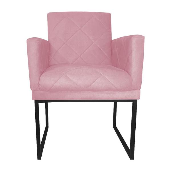 Imagem de Poltrona Decorativa Klara Base Preto Veludo Rosa - Montanaris Decor