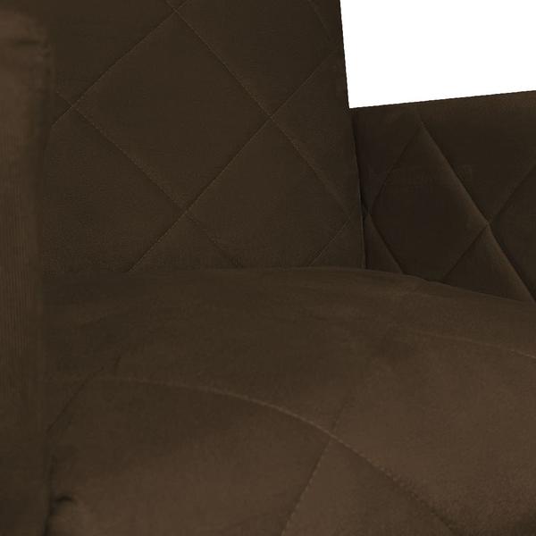 Imagem de Poltrona Decorativa Klara Suede Marrom Base De Ferro Cobre - Vallisa Decor