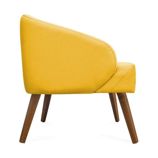 Imagem de Poltrona Decorativa Lara Pés de Madeira Suede Amarelo - Sheep Estofados