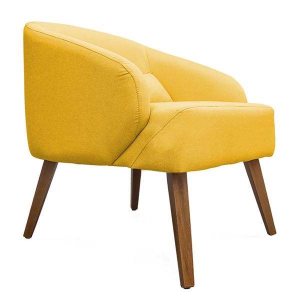 Imagem de Poltrona Decorativa Lara Pés de Madeira Suede Amarelo - Sheep Estofados